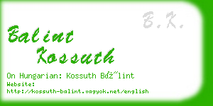 balint kossuth business card